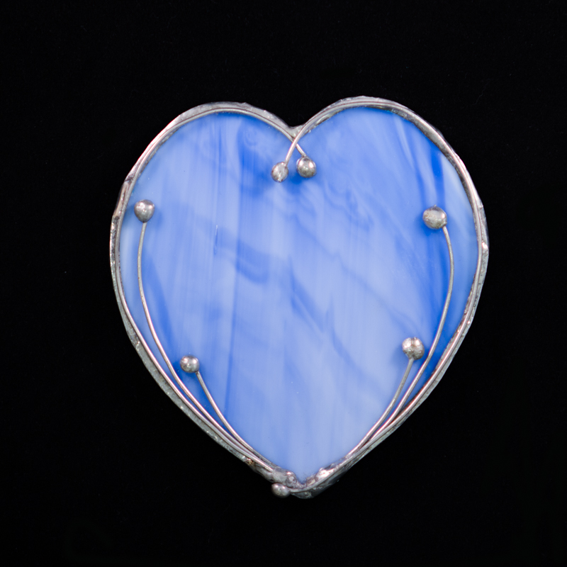 Heart Shaped Coaster Orchid Stained Glass, Woking