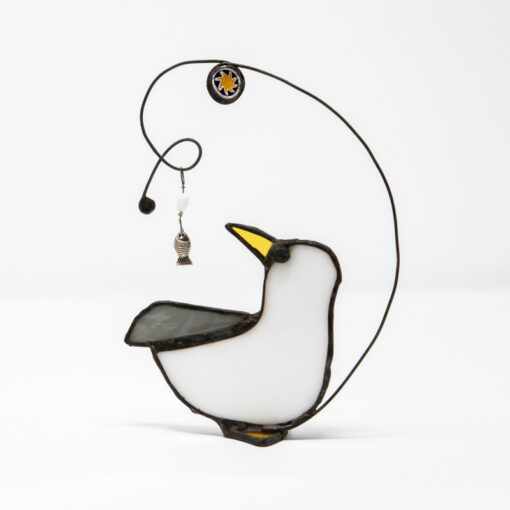 Stained glass gull sculpture