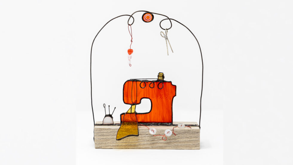 Glass sewing machine gift for a keen stitcher Orchid Stained Glass