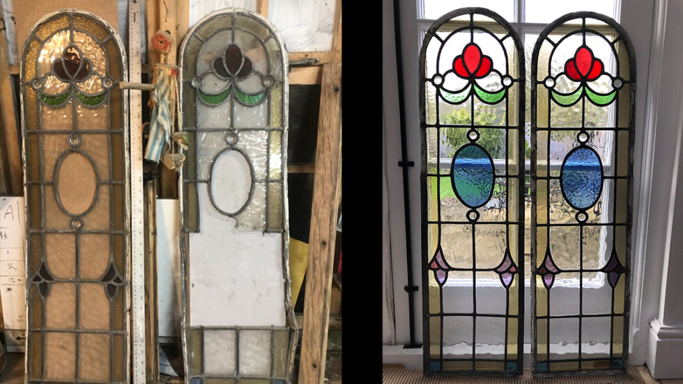 Traditional stained glass door glass repairs Orchid Stained Glass