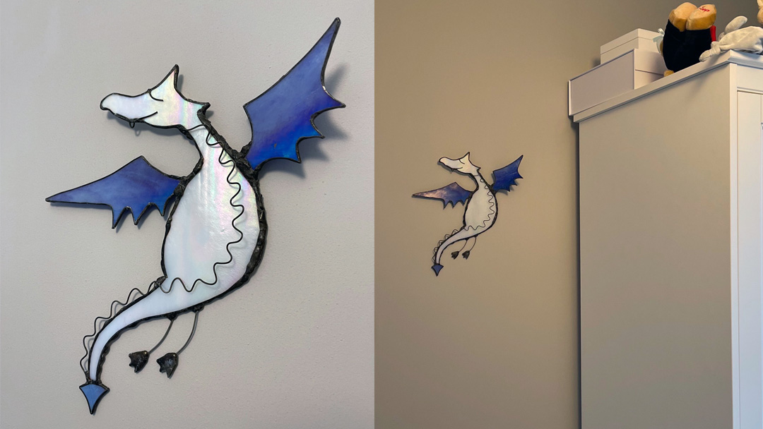 Stained glass dragon wall art