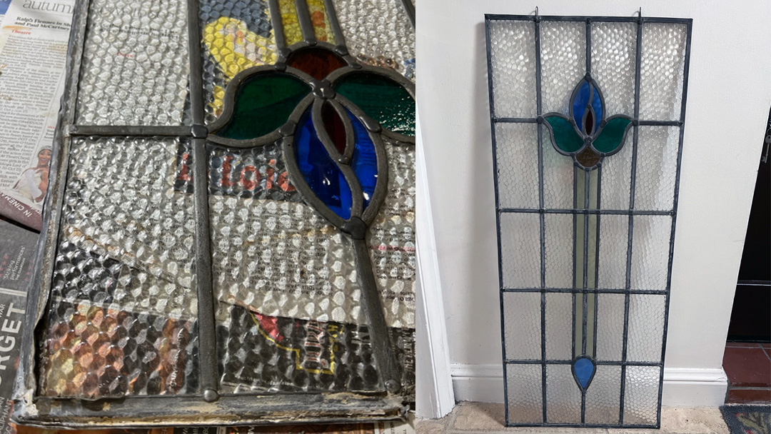 Stained glass window transformed with new surround