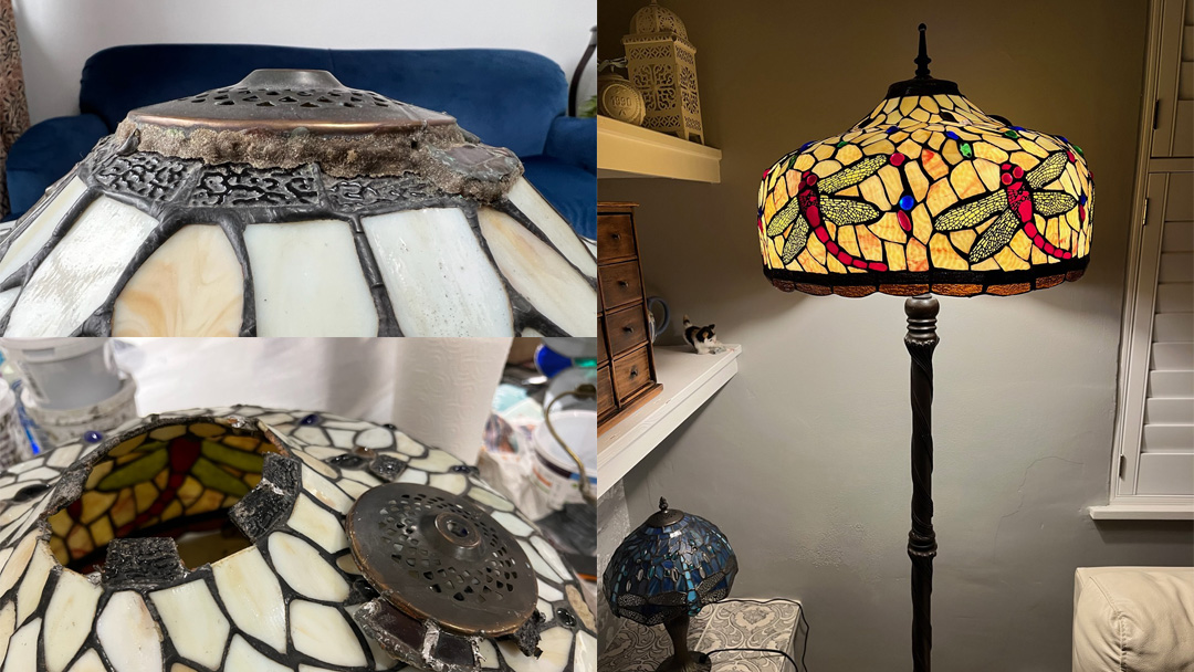 Tiffany standard lamp repair a success