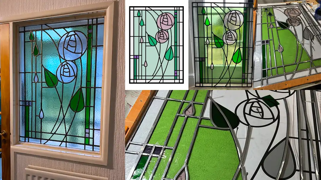 Mackintosh-inspired stained glass window